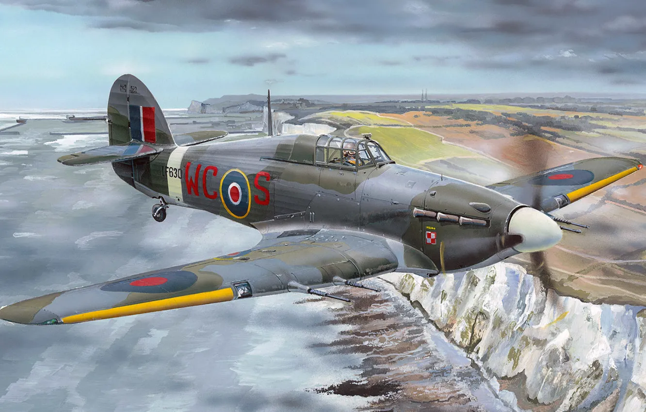 Photo wallpaper figure, art, British single-seat fighter, Intruder, Hawker Hurricane Mk.IIC