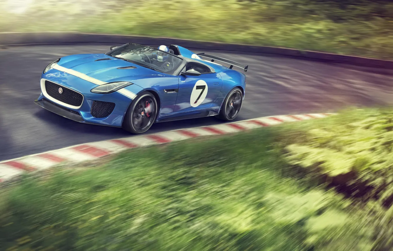 Photo wallpaper Concept, blue, Jaguar, car, blue, Project 7