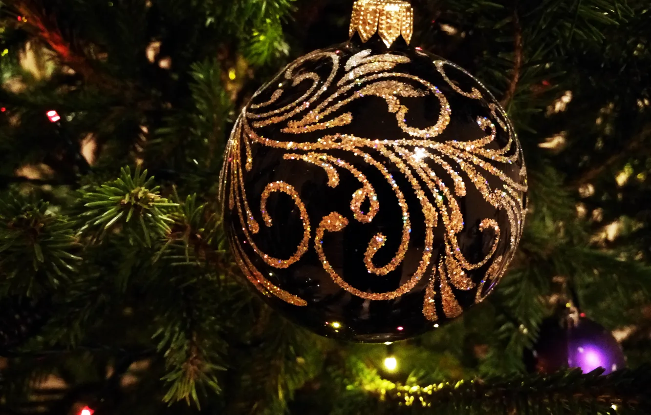 Photo wallpaper decoration, holiday, toy, new year, light bulb