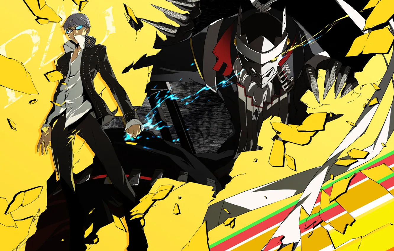 Photo wallpaper characters, Persona 4, Person 4, yellow background