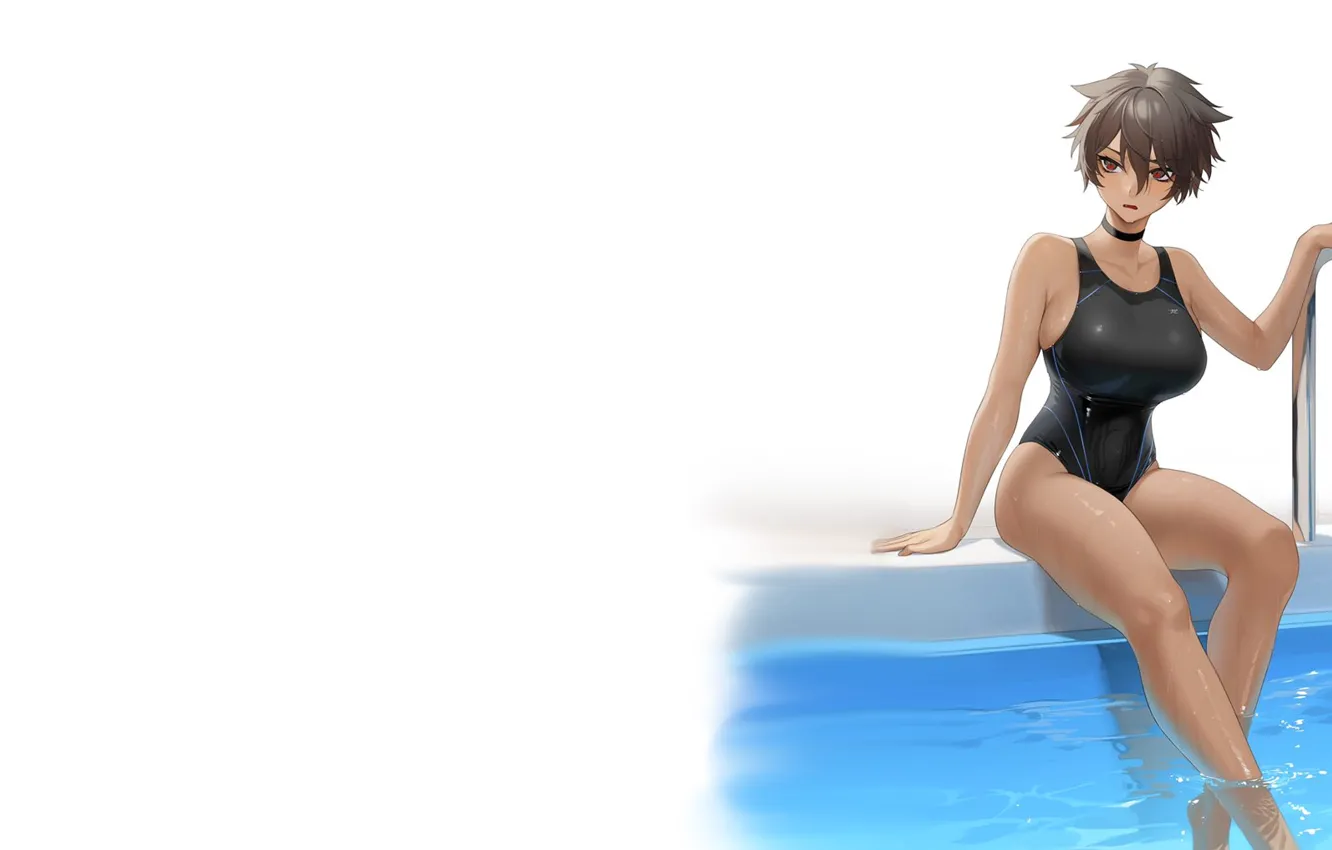 Photo wallpaper kawaii, girl, hot, wet, pool, boobs, anime, water