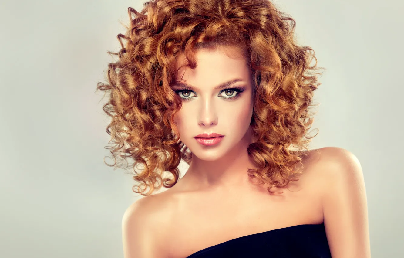 Photo wallpaper look, girl, eyelashes, model, makeup, lipstick, hairstyle, red