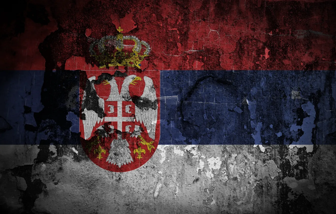 Photo wallpaper Flag, coat of arms, Serbia