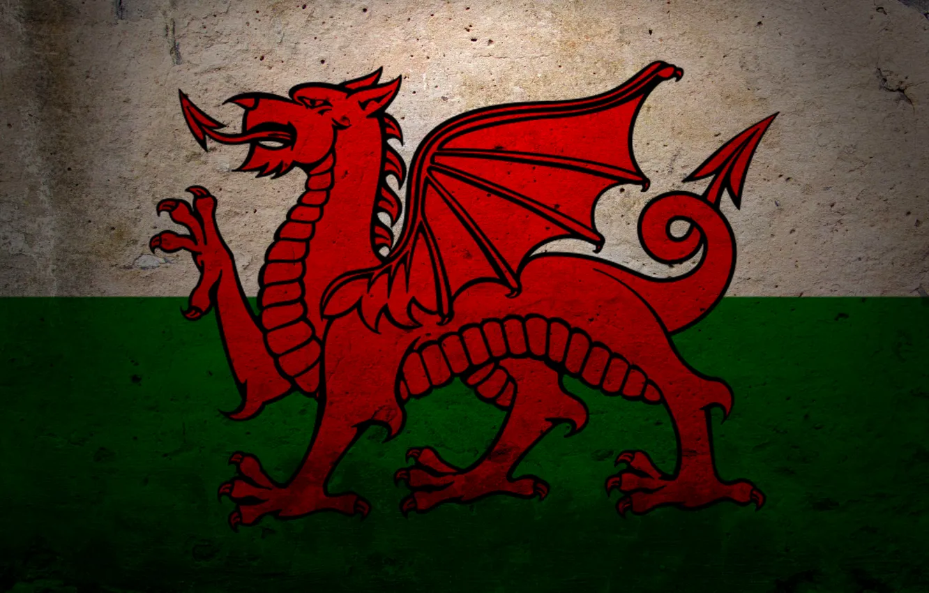 Photo wallpaper dragon, flag, coat of arms, Wales