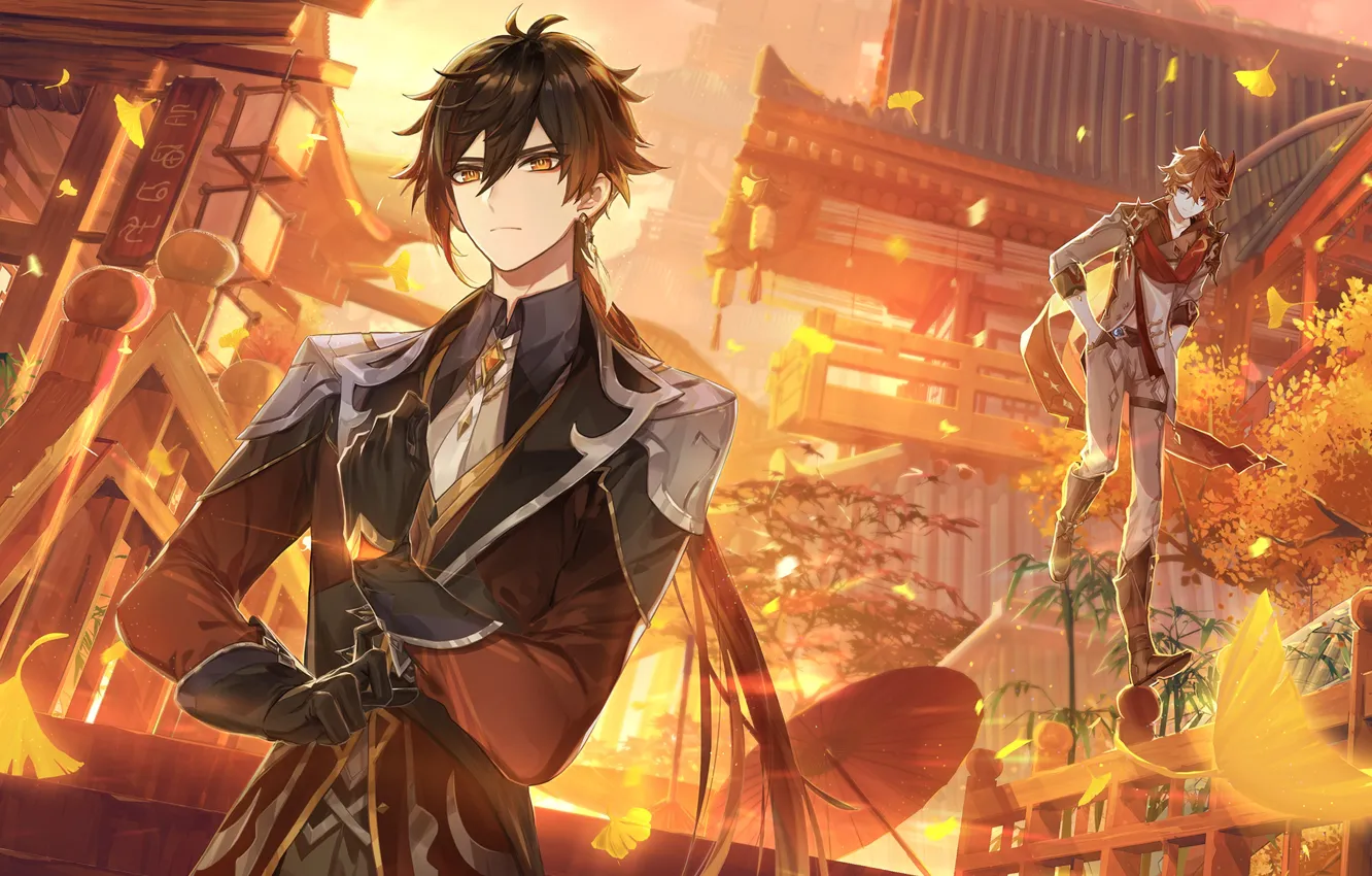 Photo wallpaper the city, guy, Genshin Impact, Genshin Impact