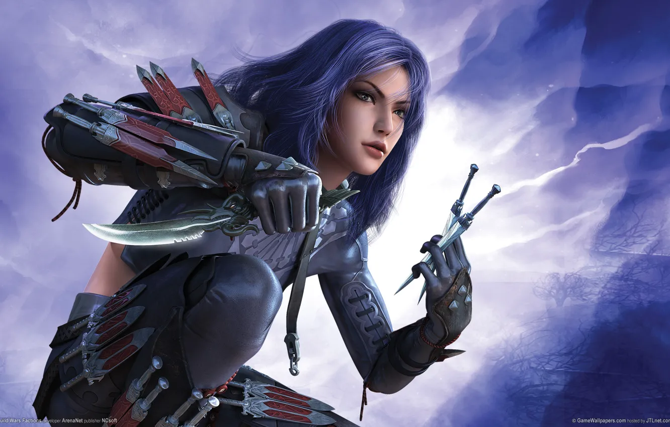 Photo wallpaper girl, warrior, knife, Guild Wars