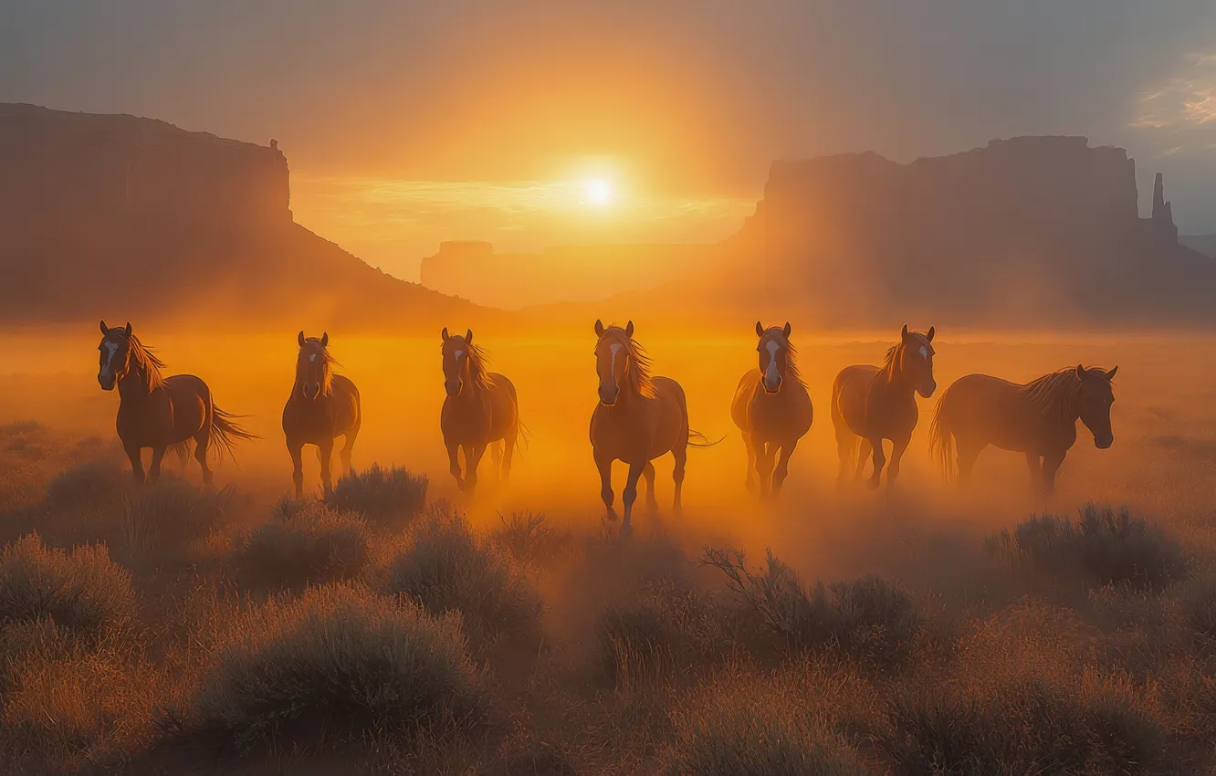 Photo wallpaper horse, horse, AI art, neural network