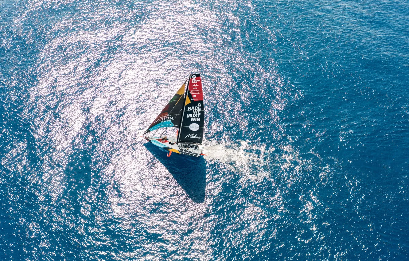 Photo wallpaper sea, reflection, sport, sail, sunlight, the, sports yacht