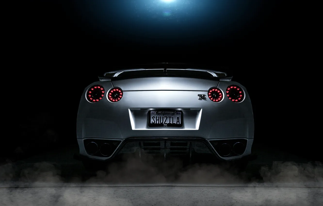 Photo wallpaper Nissan, GT-R, sports car, rear view, metallic, Nissan, rear