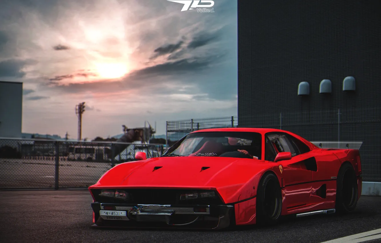 Photo wallpaper machine, auto, red, rendering, art, Ferrari, Concept Art, Ferrari F-40