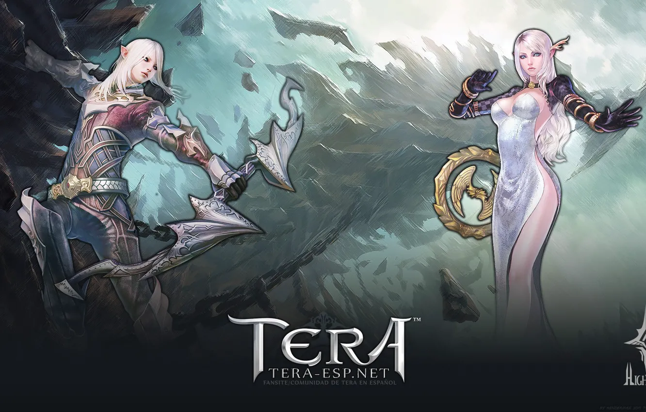 Photo wallpaper girl, elf, guy, two, tera