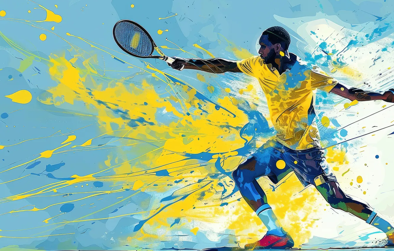 Photo wallpaper creative, sport, art, racket, guy, tennis, Negro, digital art