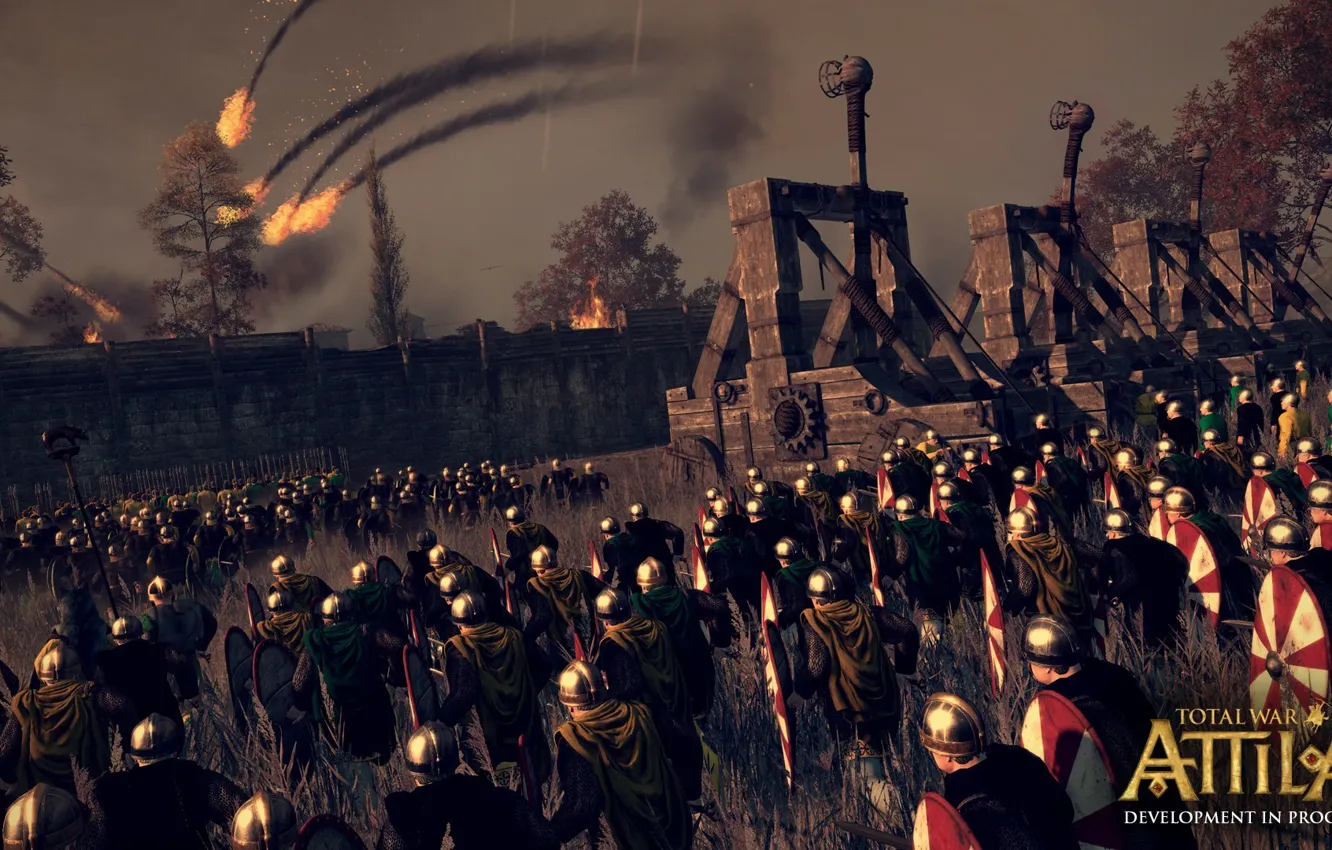 Photo wallpaper battle, storm, volley, total war, strategy, total war, Barbara, creative assembly