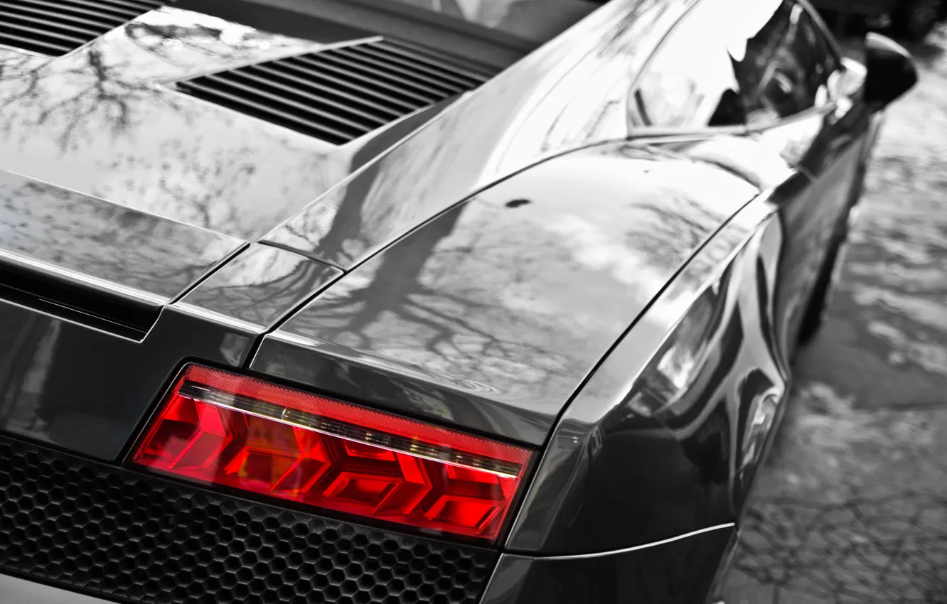 Photo wallpaper Lamborghini, headlight, Gallardo, convertible, rear view, Lamborghini, Spyder, spider