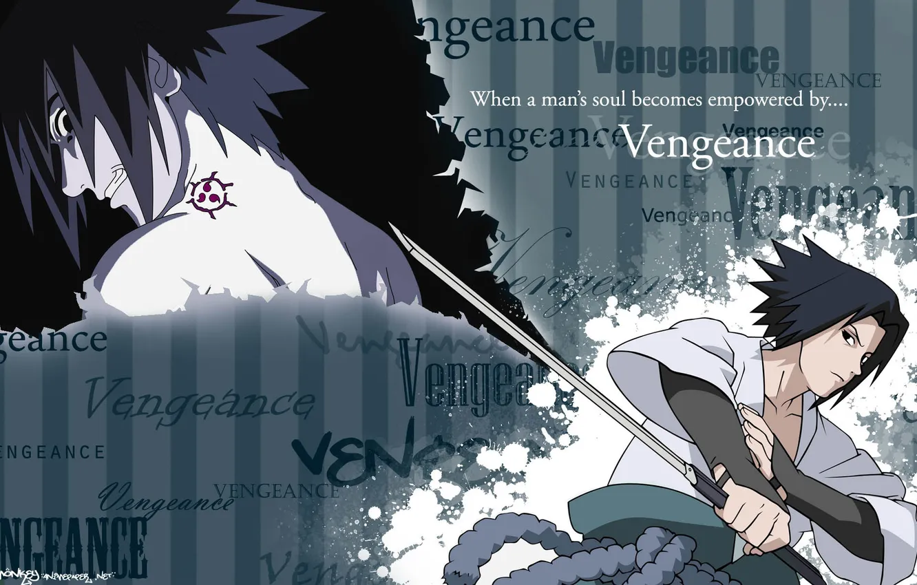 Photo wallpaper katana, characters, Naruto, SASKE