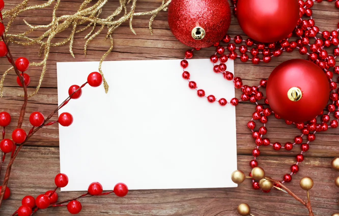 Photo wallpaper leaves, branches, paper, balls, Christmas decorations