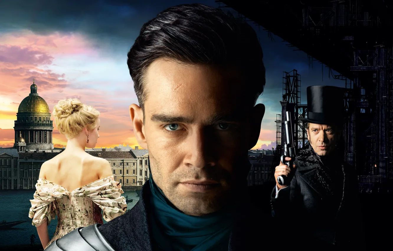 Photo wallpaper gun, the film, collage, hat, blonde, poster, drama, cylinder