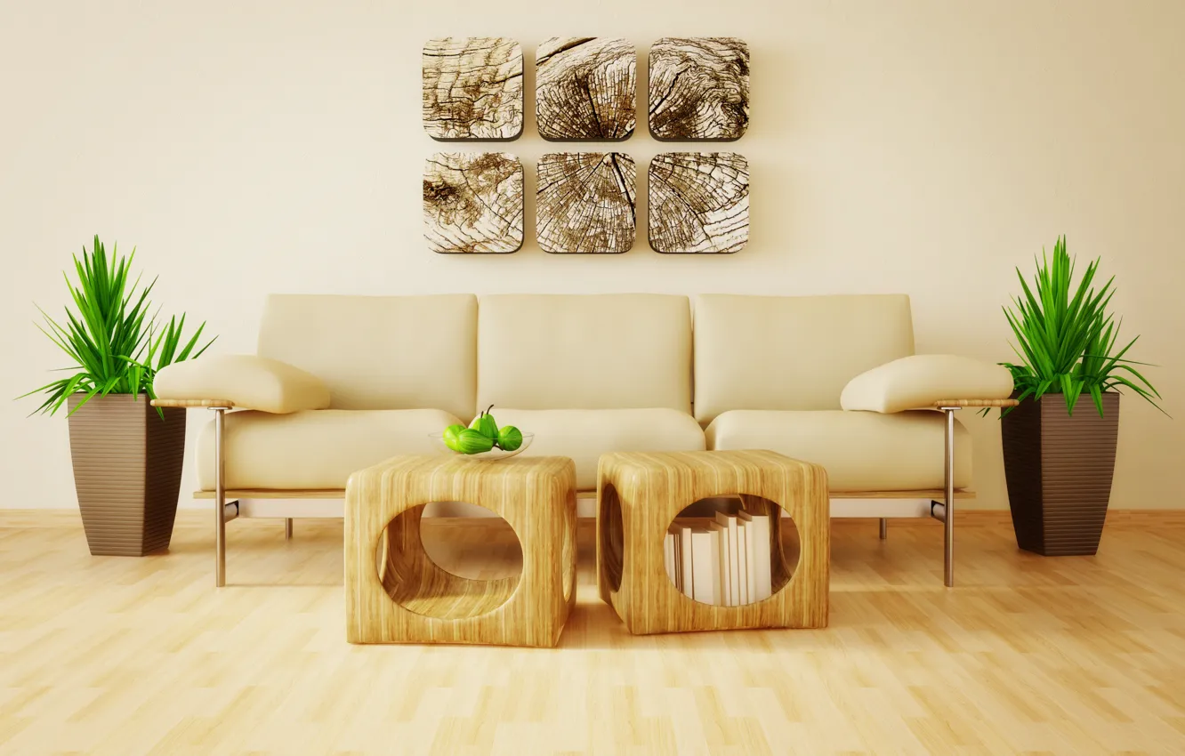 Photo wallpaper design, sofa, living room, modern