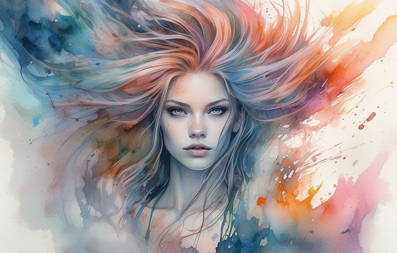 Photo wallpaper look, girl, squirt, face, portrait, divorce, blonde, shoulders