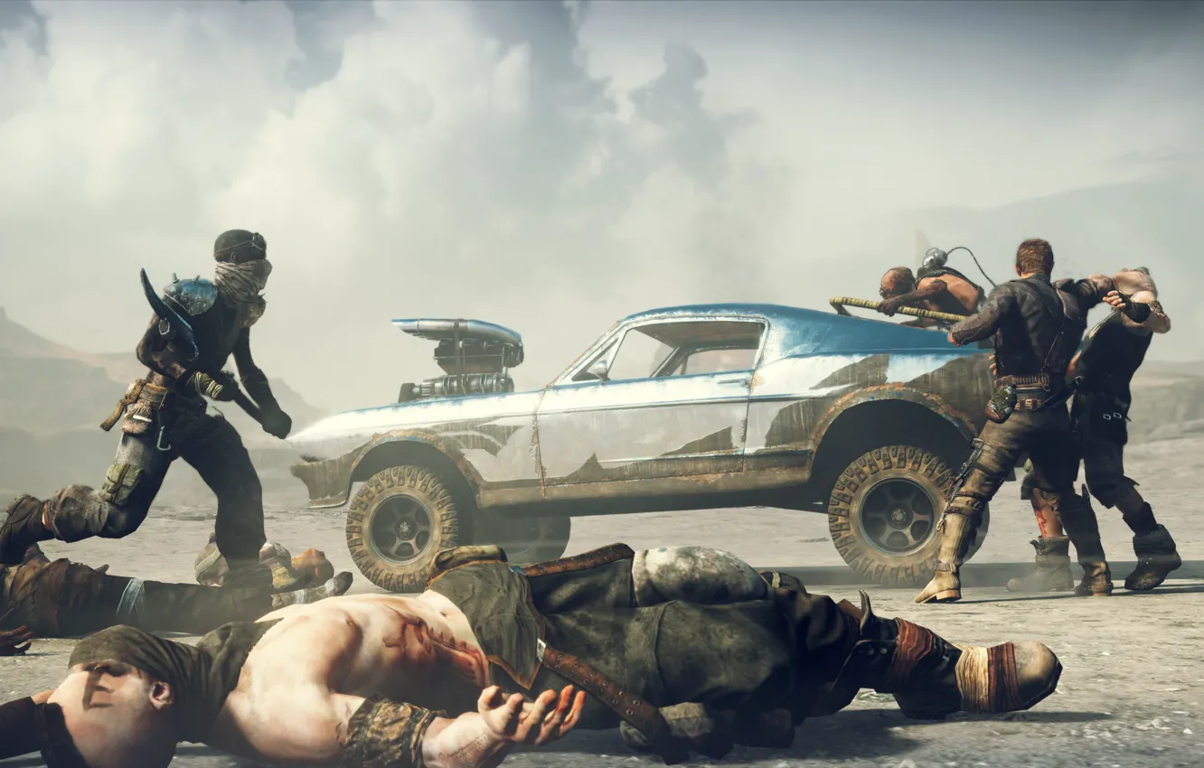 Photo wallpaper the game, cars, fighter, Mad Max, fight.