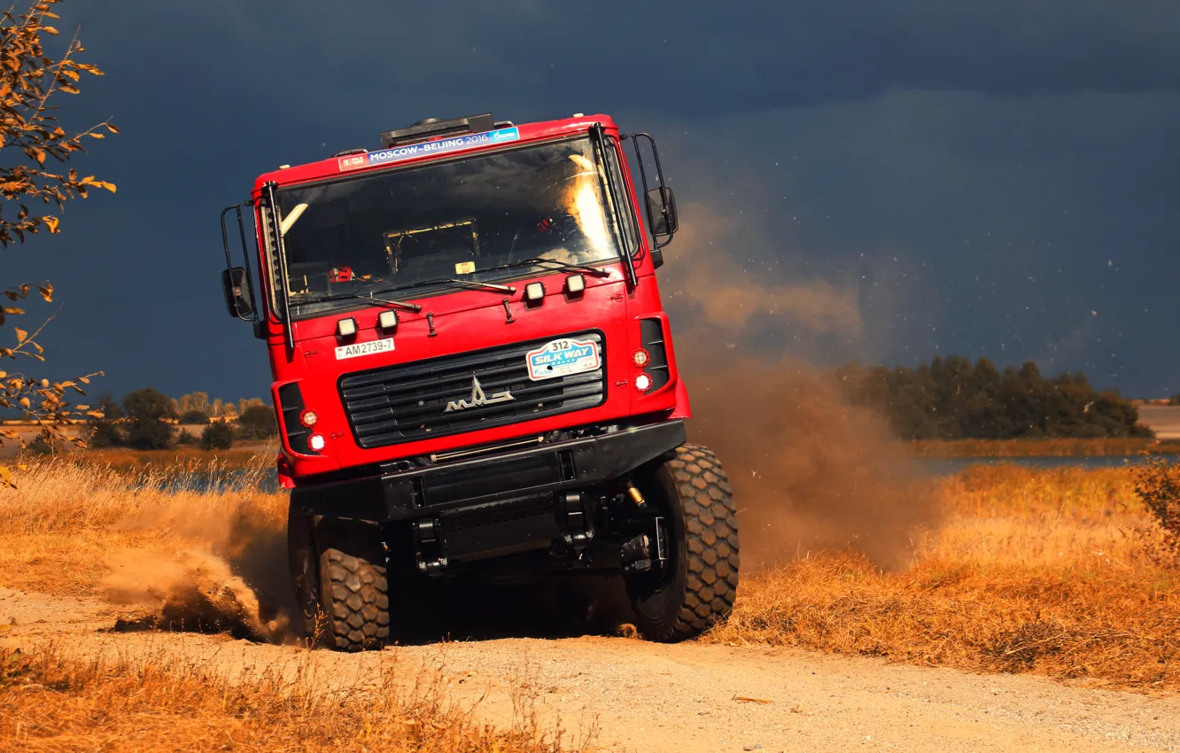 Photo wallpaper Red, Sport, Truck, Race, Rally, Rally, The roads, 312