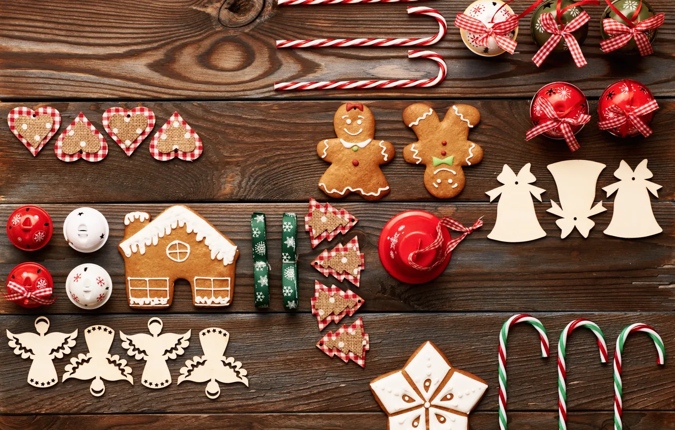 Photo wallpaper merry christmas, cookies, decoration, xmas, gingerbread