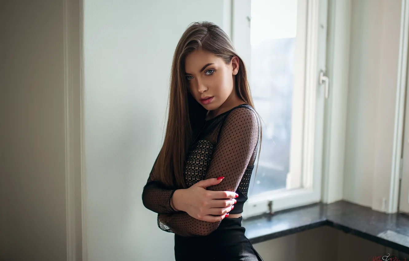 Photo wallpaper look, pose, model, skirt, portrait, makeup, hairstyle, blouse