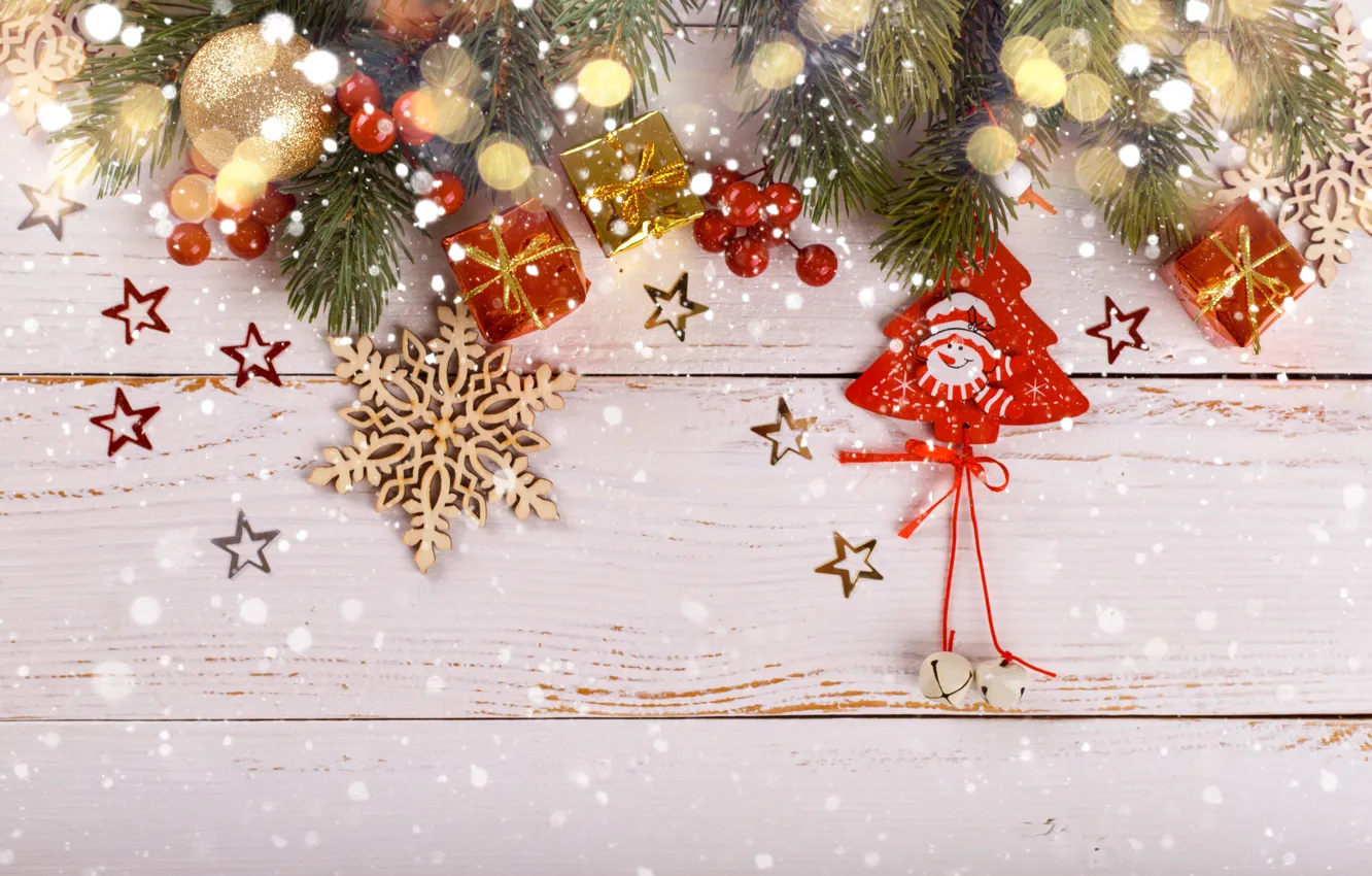 Photo wallpaper decoration, New Year, Christmas, Christmas, wood, New Year, decoration, Merry