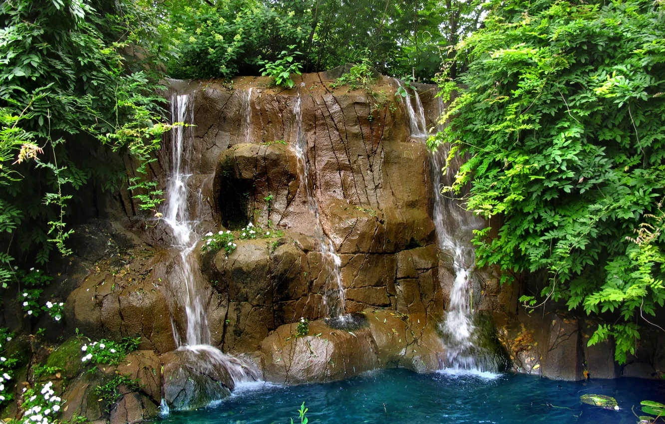 Photo wallpaper Stream, Waterfall, Stones, Missouri, USA, USA, St. Louis, Nature
