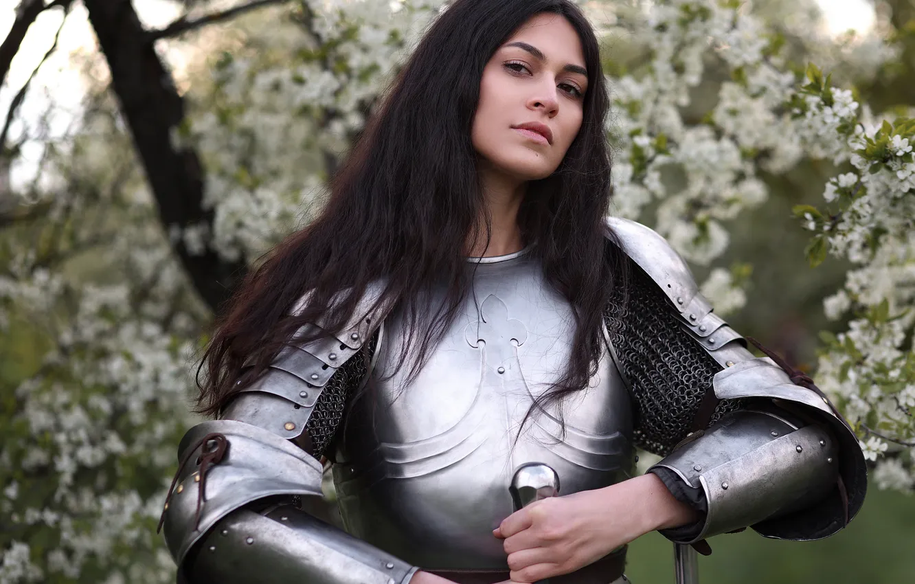 Photo wallpaper look, girl, style, armor, makeup, brunette, warrior, Albina Khusainova