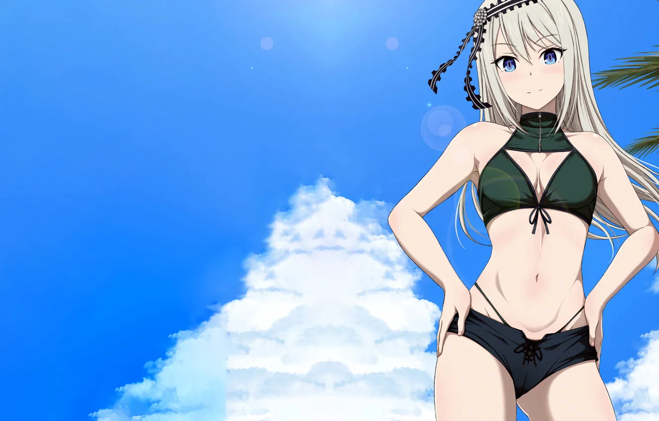 Photo wallpaper girl, sexy, shorts, long hair, boobs, anime, beautiful, pretty