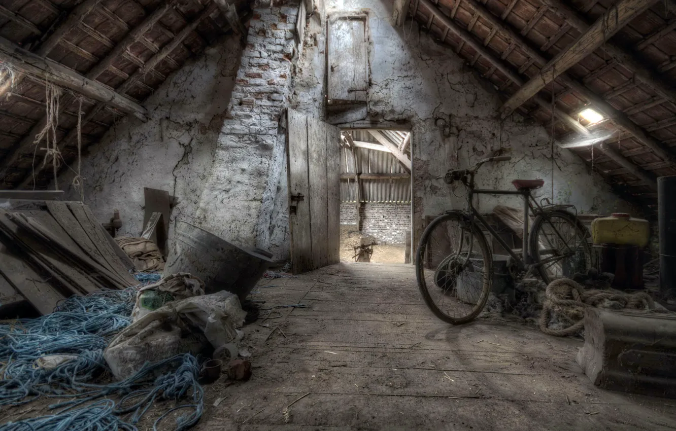Photo wallpaper bike, background, attic