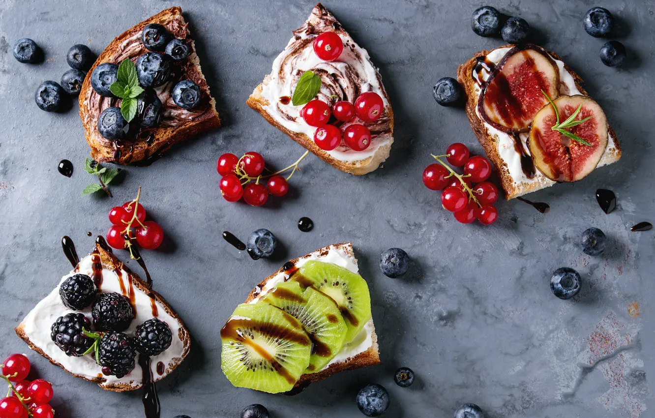 Photo wallpaper berries, bread, Natasha Breen, fruit, dessert, sandwiches