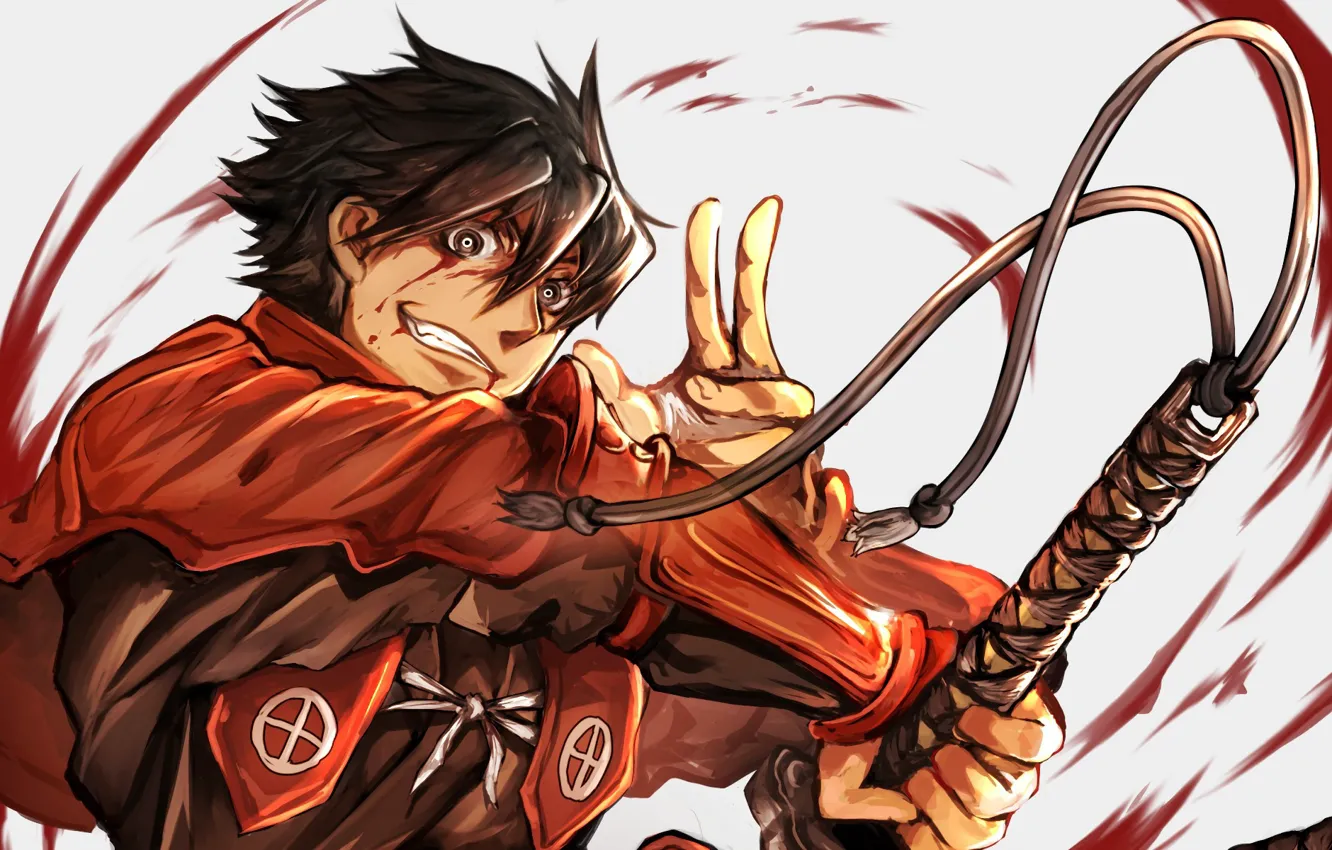 Photo wallpaper blood, anime, katana, man, ken, blade, samurai, asian