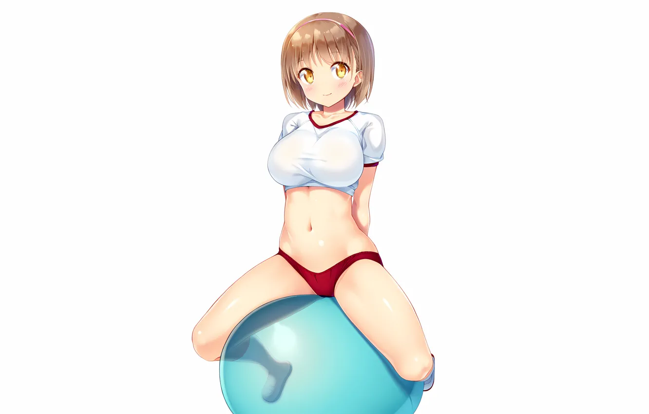 Photo wallpaper girl, sexy, shorts, legs, boobs, anime, beautiful, short hair