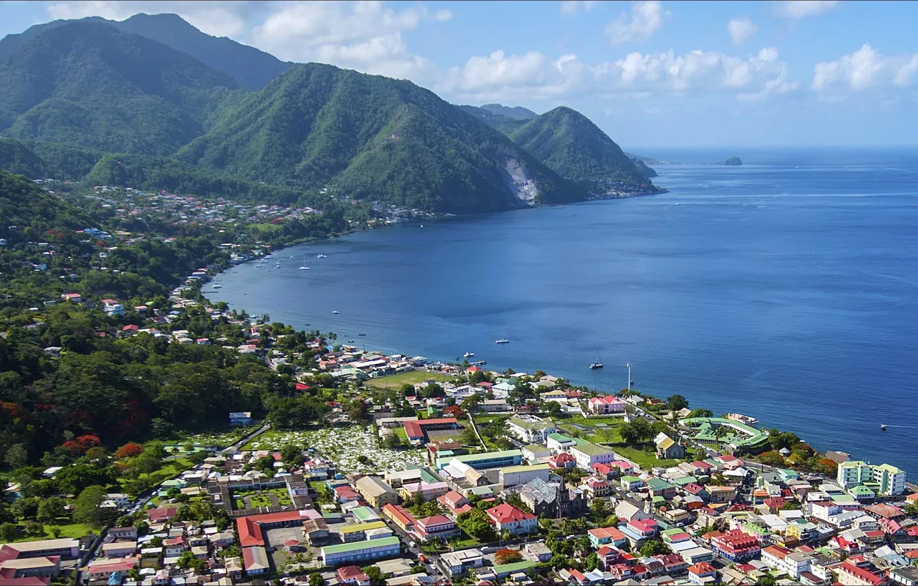 Photo wallpaper city, sea, nature, Mountains, Dominica, other