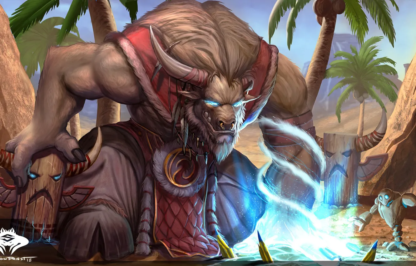 Photo wallpaper Blizzard, Art, Oscar, WarCraft, Illustration, Characters, Tauren, WarCraft 3