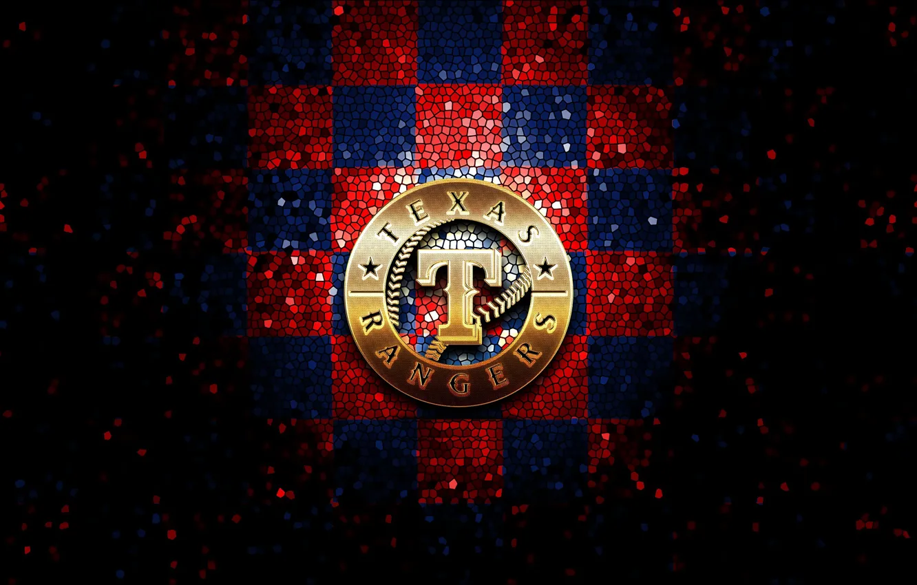 Photo wallpaper wallpaper, sport, logo, baseball, glitter, checkered, MLB, Texas Rangers