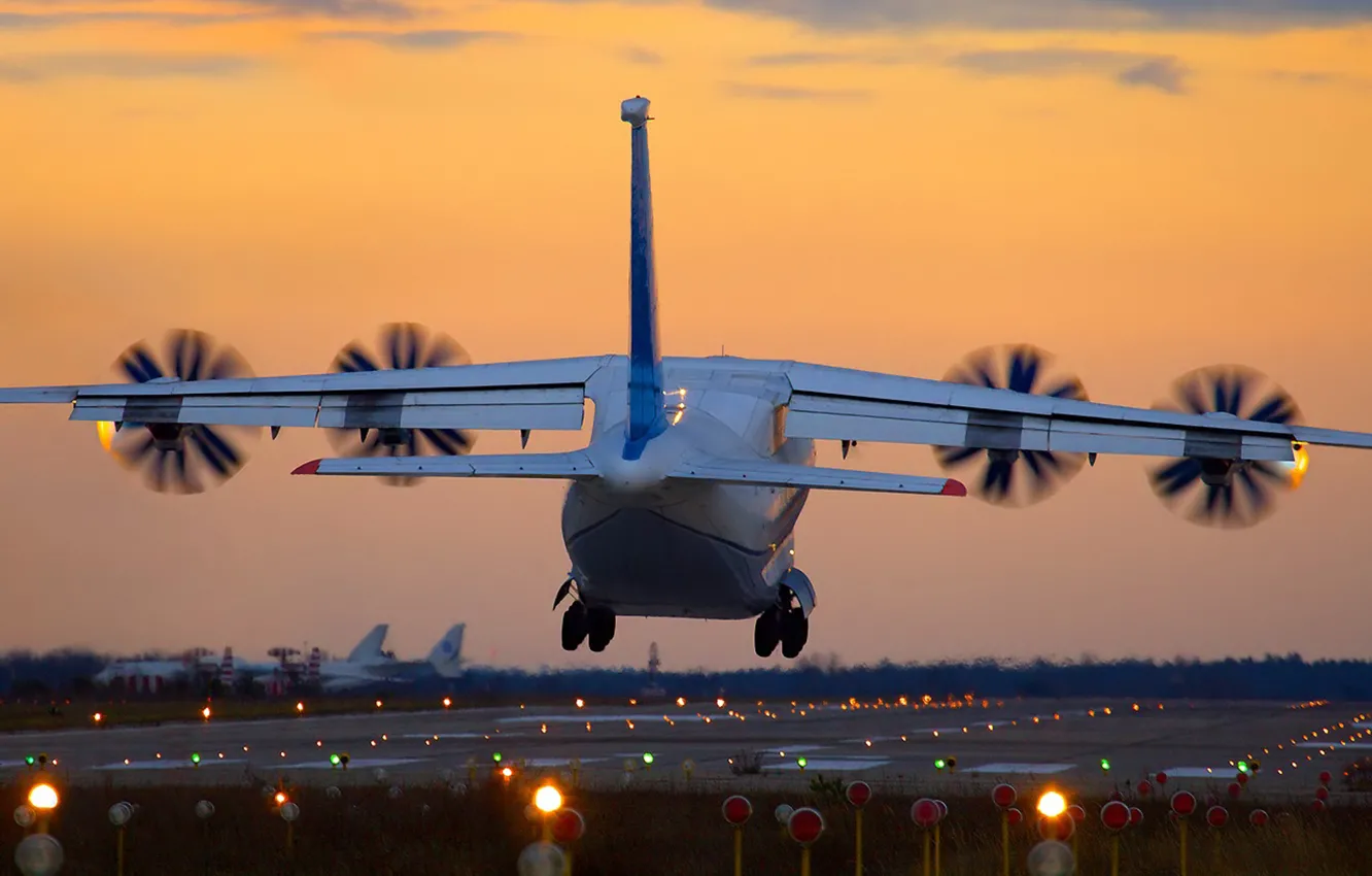 Photo wallpaper sunset, landing, the an-70