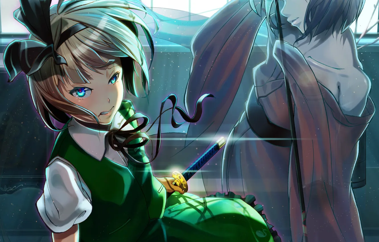 Photo wallpaper look, spirit, katana, bow, touhou, art, arm, Myon