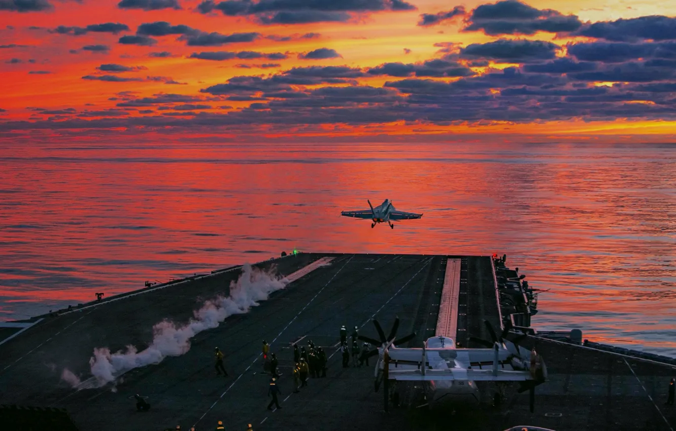 Photo wallpaper flight, the evening, the carrier, Theodore Roosevelt