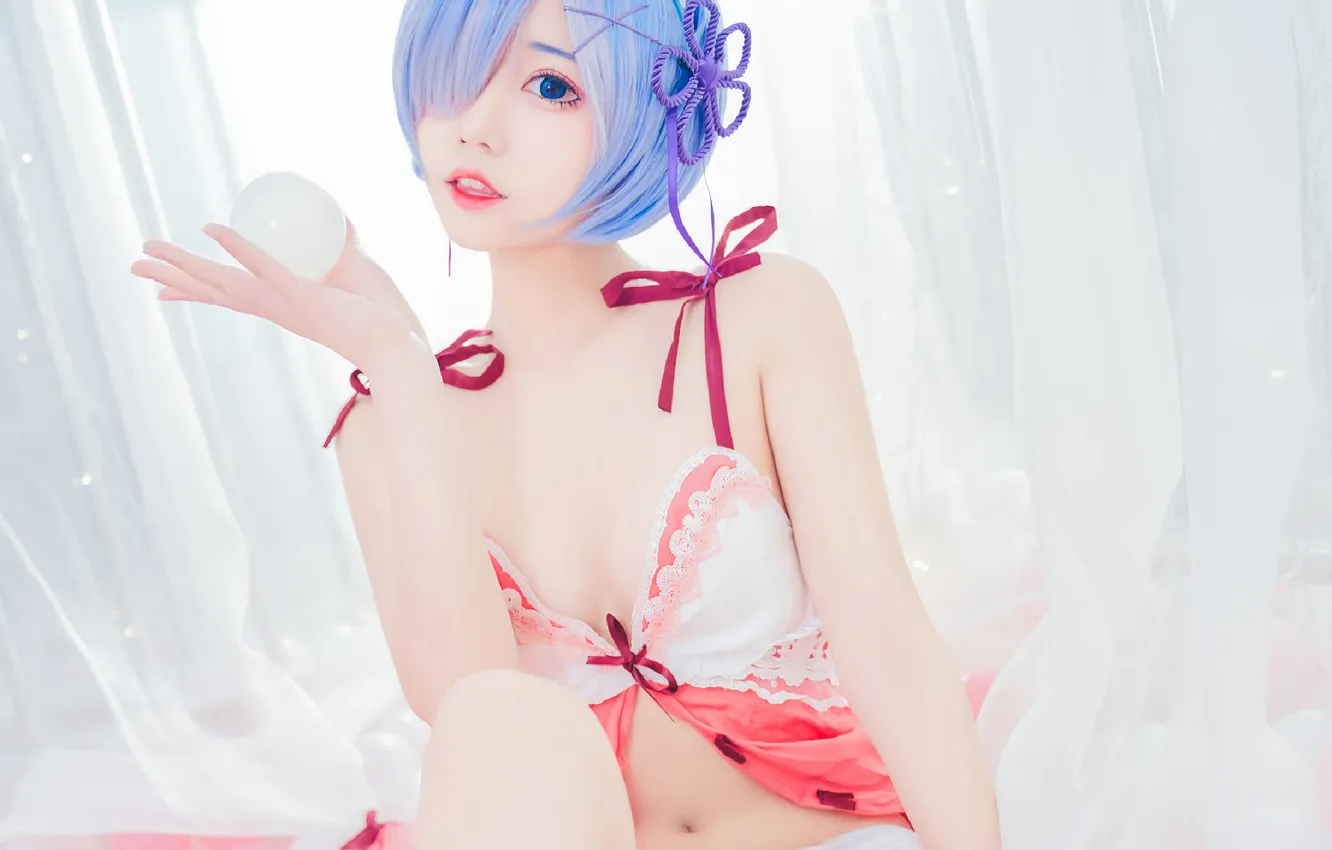 Photo wallpaper woman, beautiful, model, pretty, window, cosplay, ball, asian