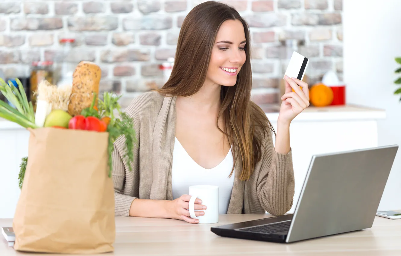 Photo wallpaper computer, girl, map, purchase