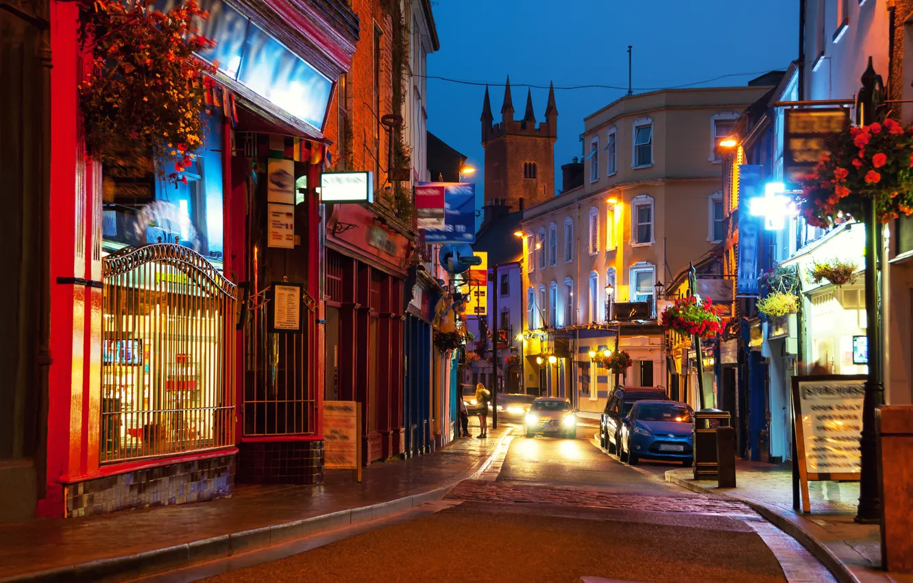 Photo wallpaper road, the city, excerpt, blur, Ireland, bokeh, Ireland, view