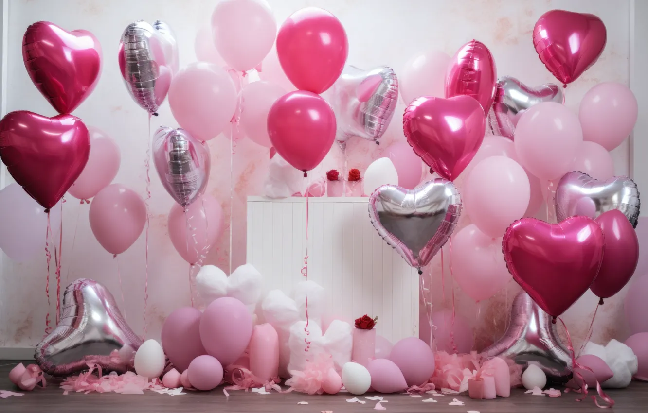 Photo wallpaper love, balloons, holiday, heart, feelings, heart, hearts, air