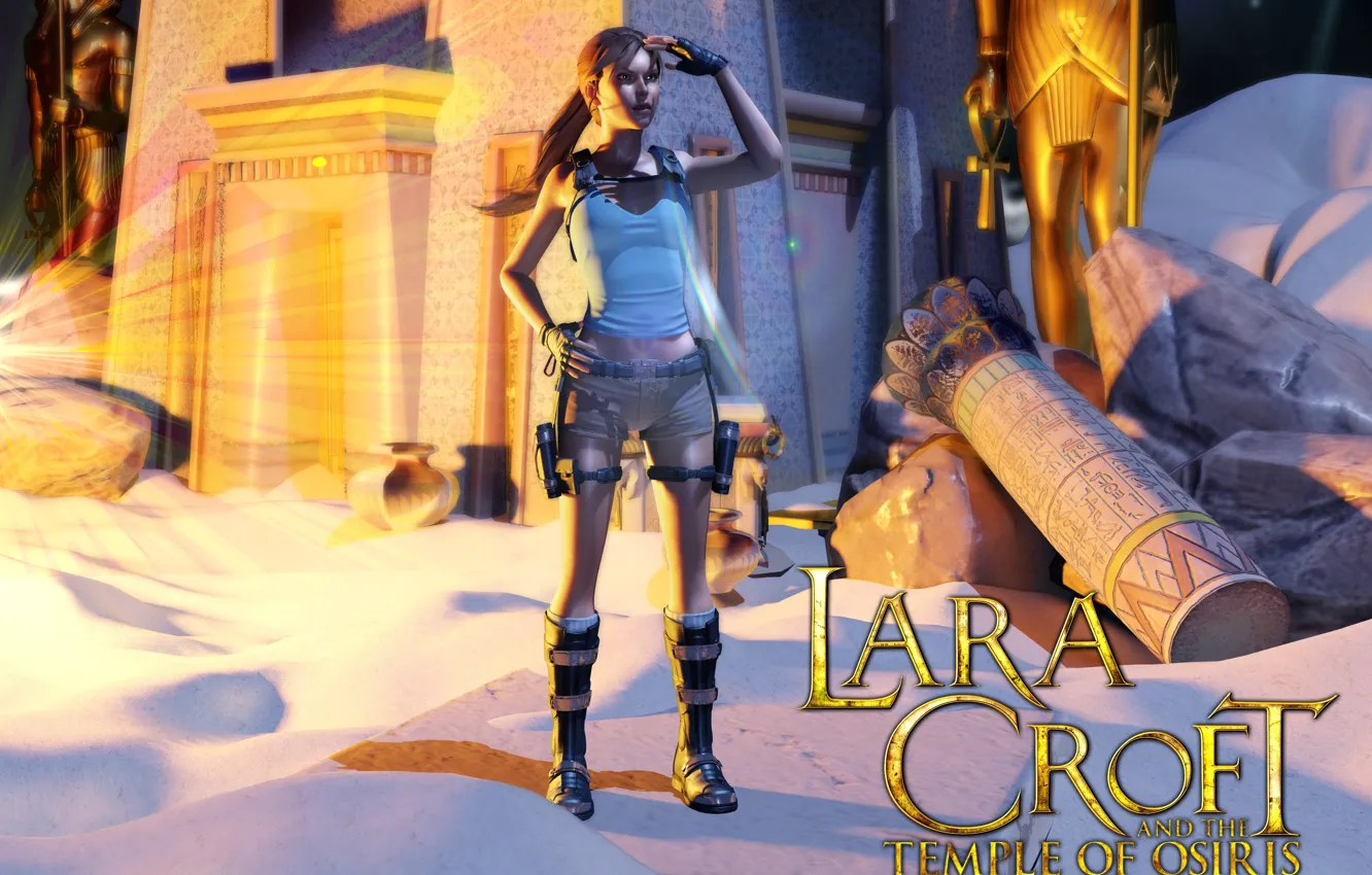 Photo wallpaper sand, girl, shorts, Tomb Raider, Lara Croft, the plunderer, Lara Croft and the Temple Of …