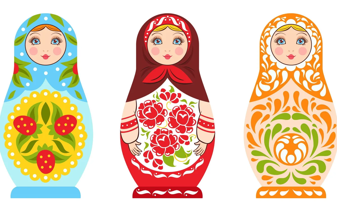 Photo wallpaper A number, Russia, Art, Toys, Matryoshka dolls, Russian ornament