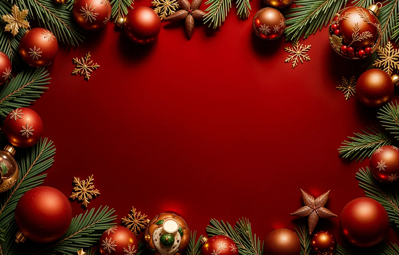 Photo wallpaper decoration, balls, Christmas, New year, golden, new year, Christmas, balls
