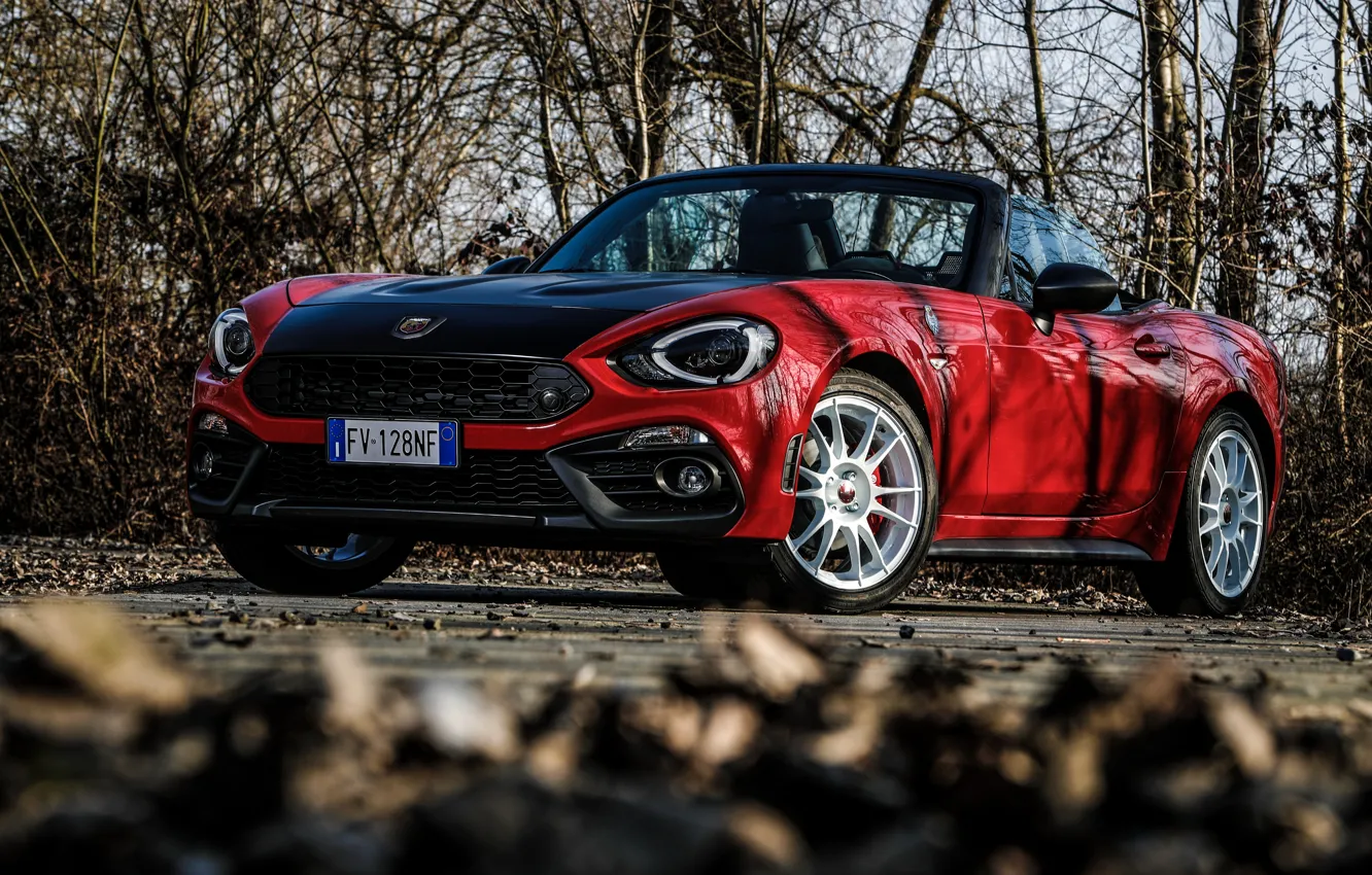 Photo wallpaper branch, Roadster, spider, Abarth, black and red, 124 Spider, 2019, Rally Tribute
