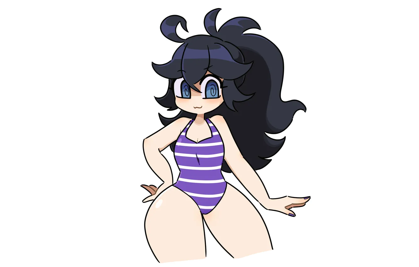 Photo wallpaper girl, long hair, anime, blue eyes, beautiful, pretty, pokemon, swimsuit